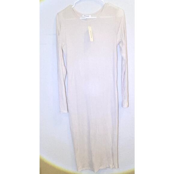 NWT Womens Cream Ribbed Slit Sweater Dress Size Medium - Picture 3 of 5